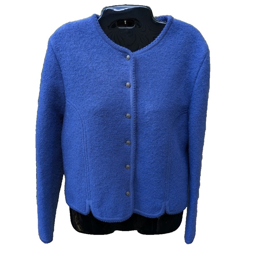 Carroll Reed Womens 100% Wool Sweater 14 Button Cardigan Classic Timeless Hygge